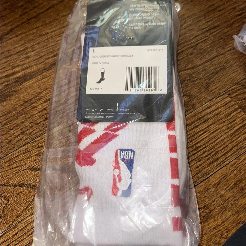Nike Elite Quick Crew NBA Basketball Sock White Red - NEW - MENS LARGE